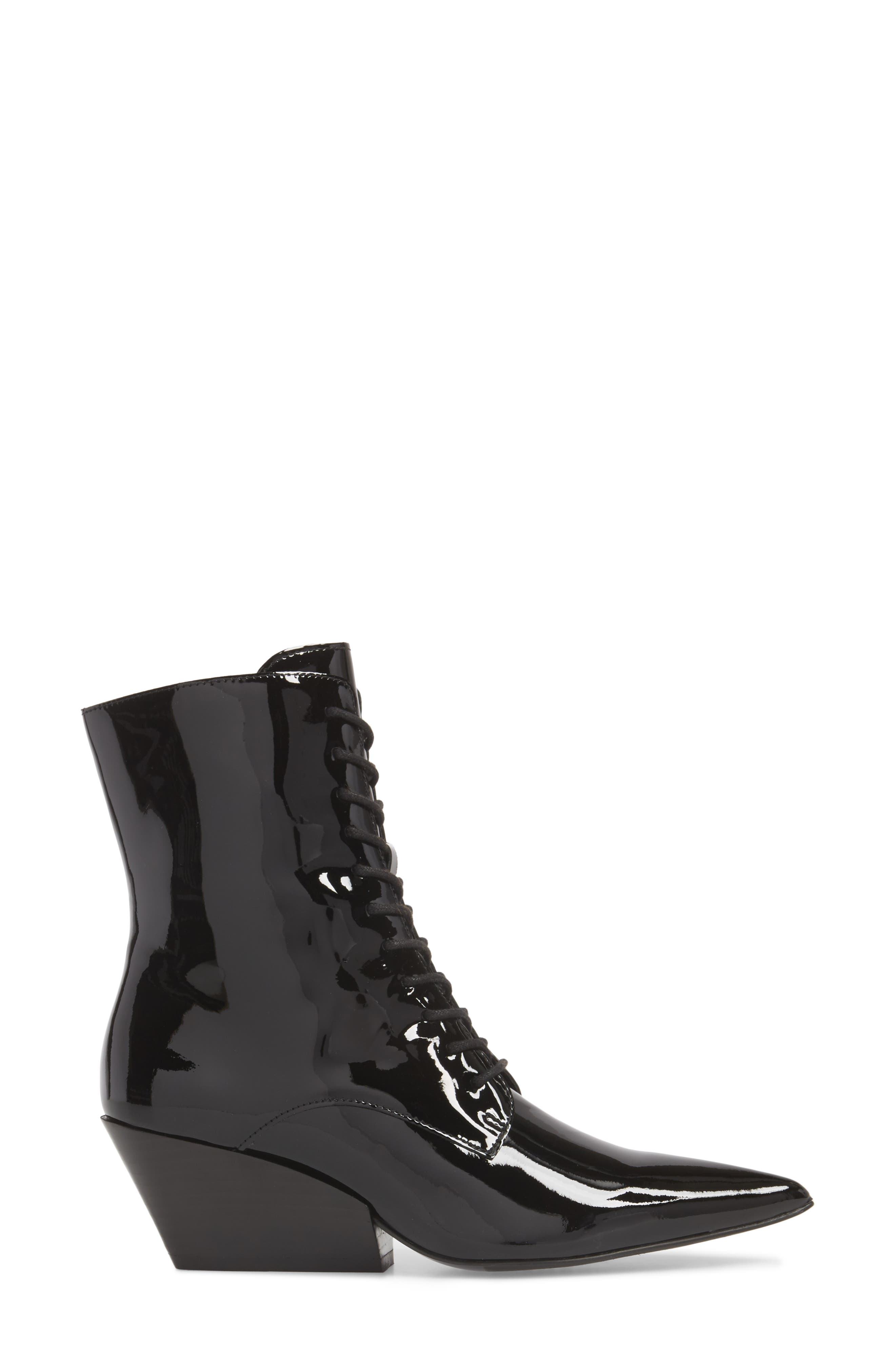 Faith Pointy Toe Laced Bootie, Alternate, color, BLACK PATENT
