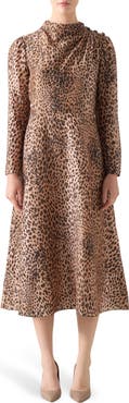 LK Bennett Samantha Print Long Sleeve Midi Dress