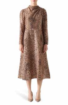 LK Bennett Samantha Print Long Sleeve Midi Dress