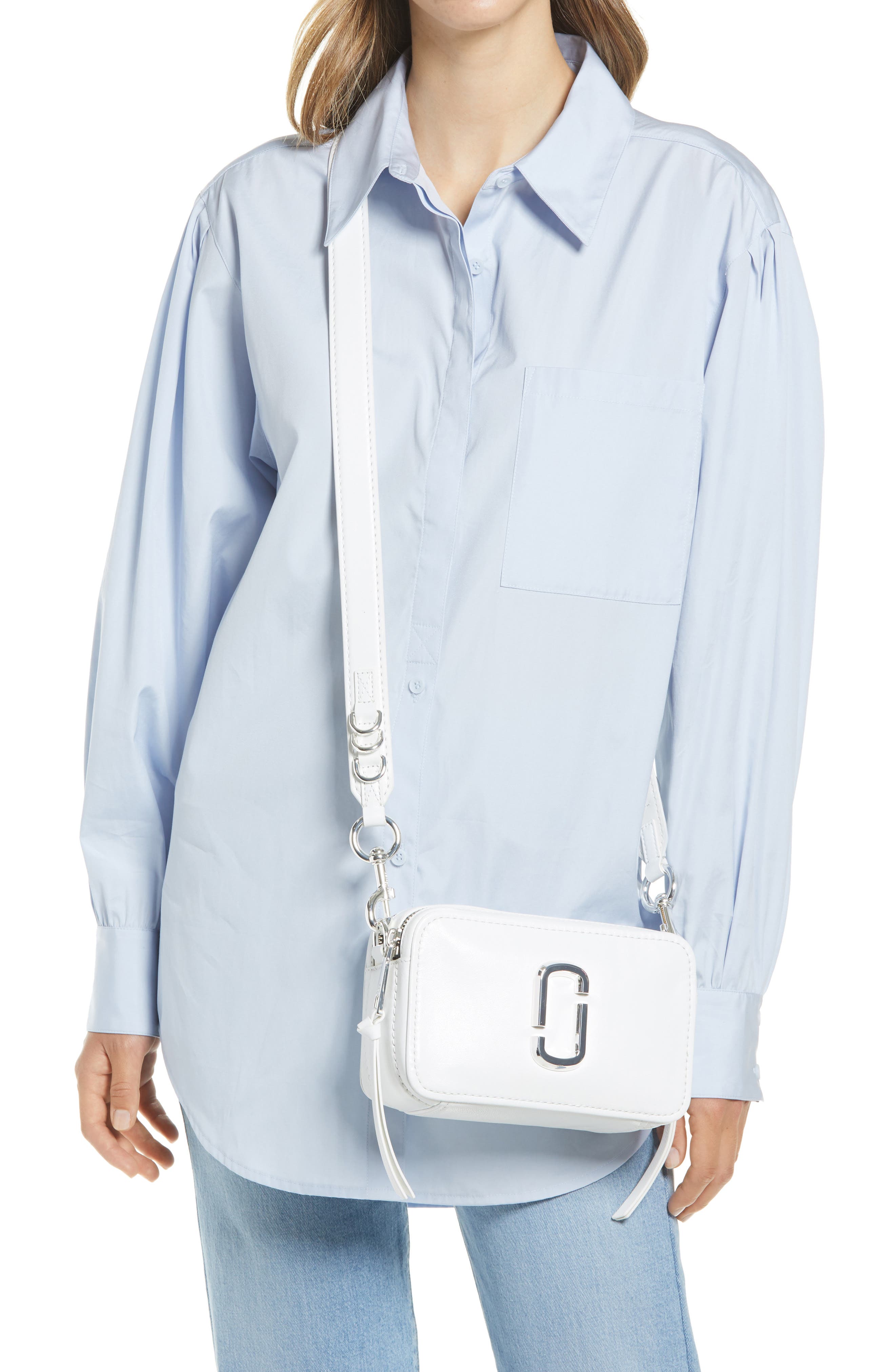 The Softshot 21 Leather Crossbody Bag, Alternate, color, WHITE