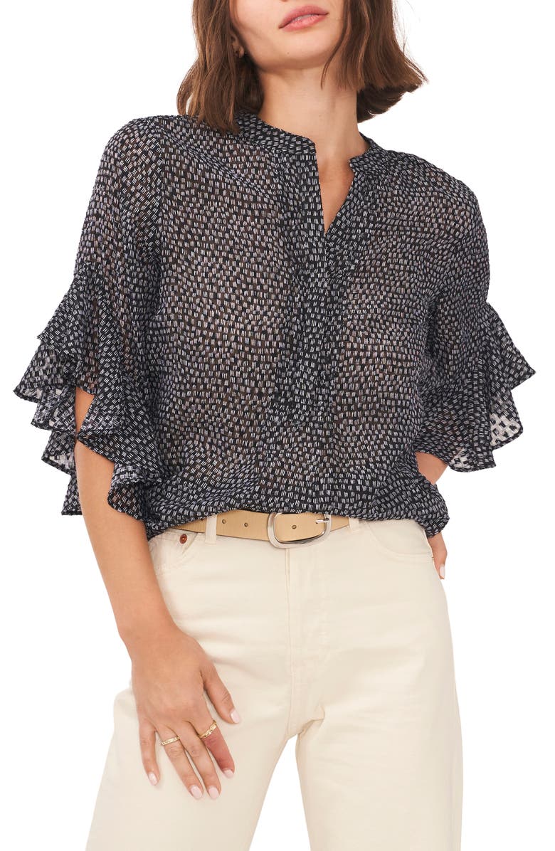 Vince Camuto Ruffle Sleeve Tunic Blouse, Main, color,