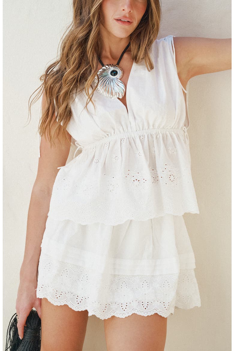 x Hannah Lovey Porter Goldie Embroidered Detail Cotton Miniskirt (Nordstrom Exclusive), Alternate, color, IVORY