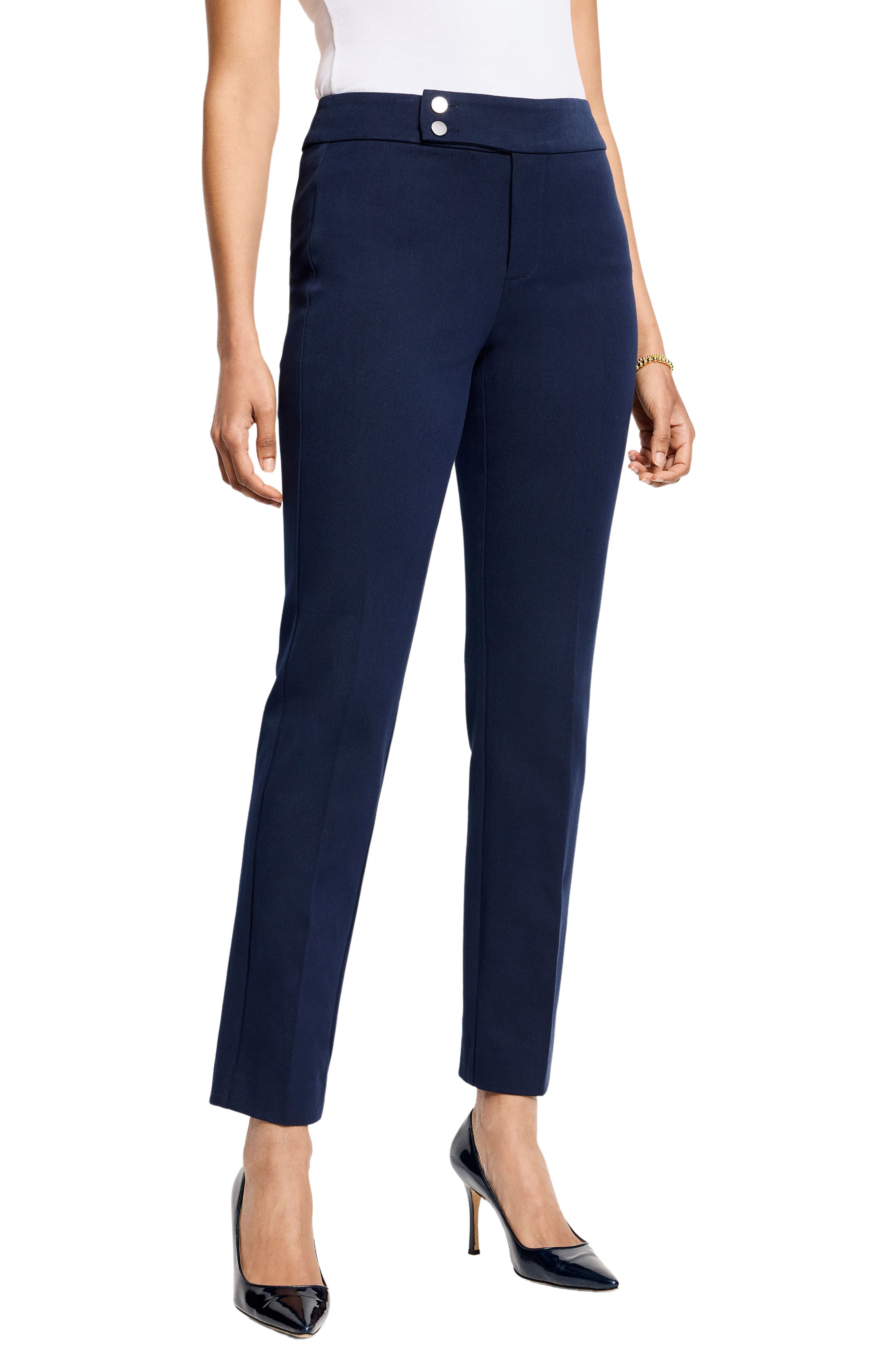 NIC+ZOE Copley 28-Inch Straight Cotton Bi-Stretch Extended Tab Pant