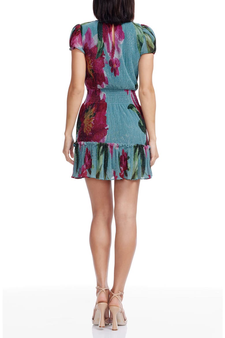 Kenley Smocked Fit & Flare Dress, Alternate, color, TURQUOISE MULTI