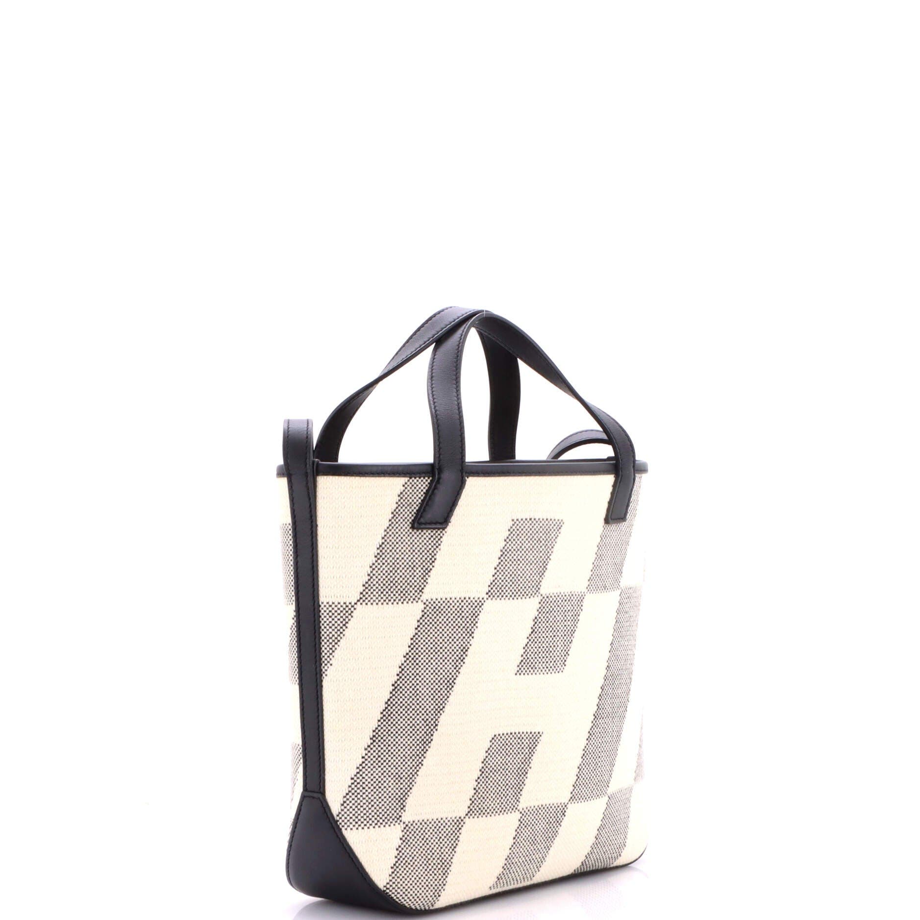 Cabas H en Biais Tote Canvas with Leather 27, Alternate, color, Noir