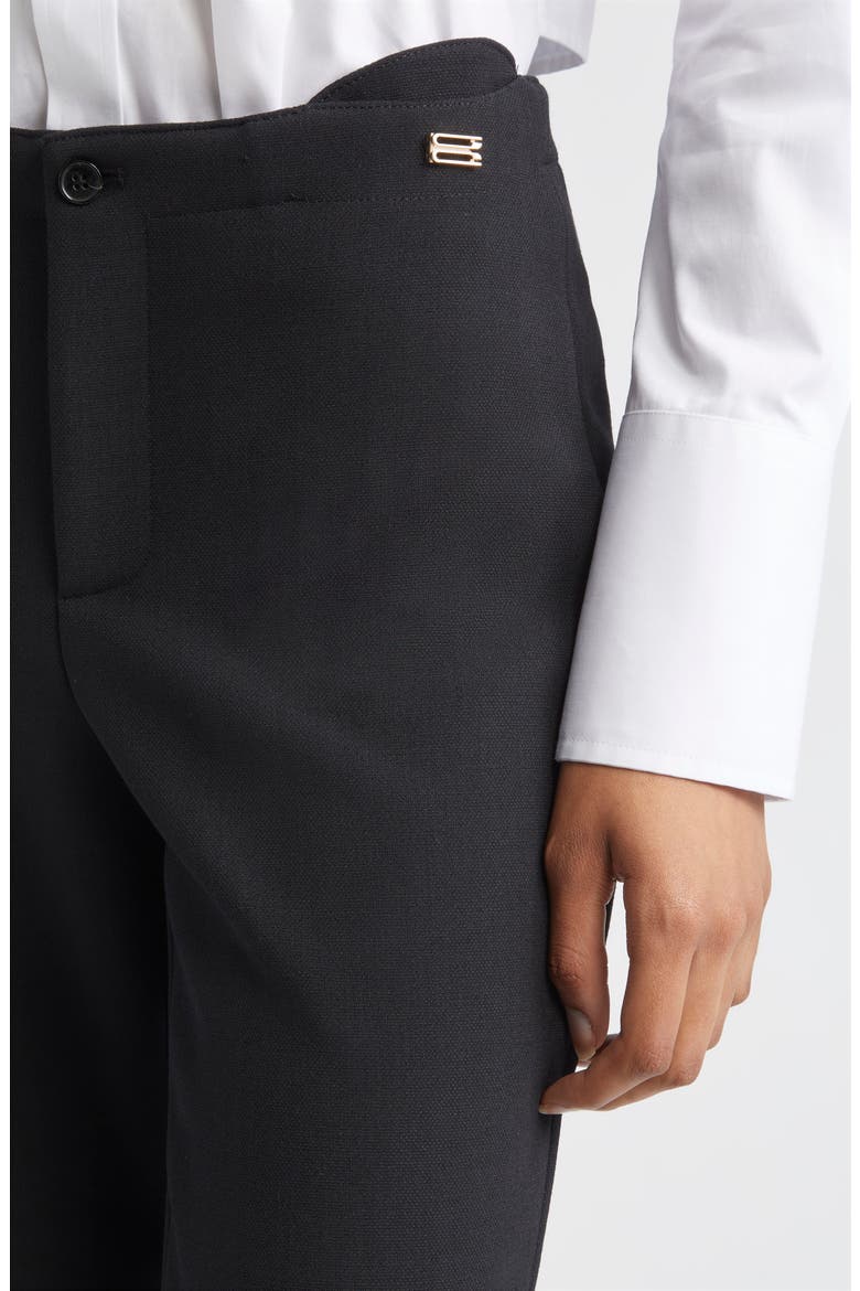Tab Detail Double Crepe Crop Pants, Alternate, color, BLACK