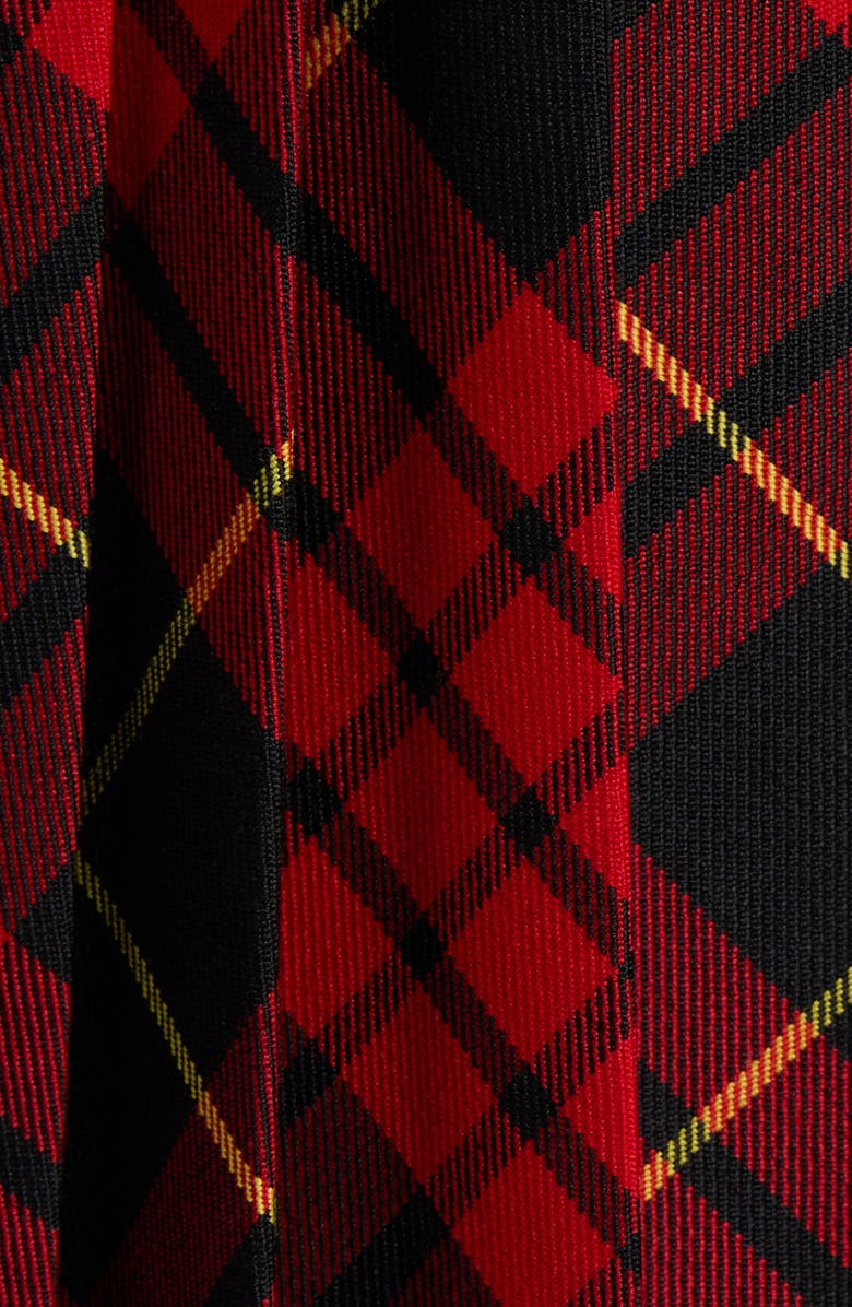 McQueen MacQueen Tartan Pleated Raw Edge Midi Skirt, Alternate, color, Bordeaux