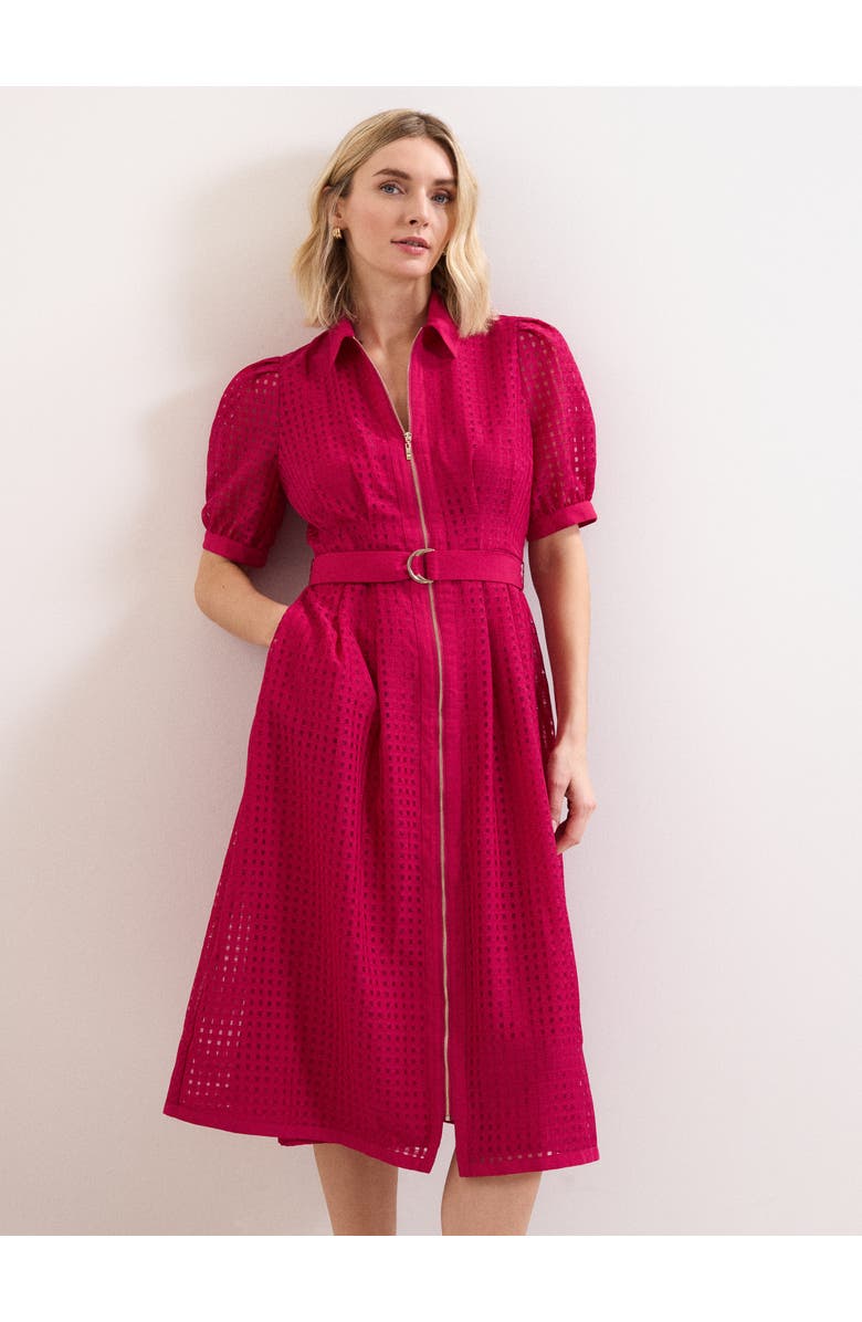 Phase Eight Carey Belted Midi Shirt Dress, Main, color, Pink