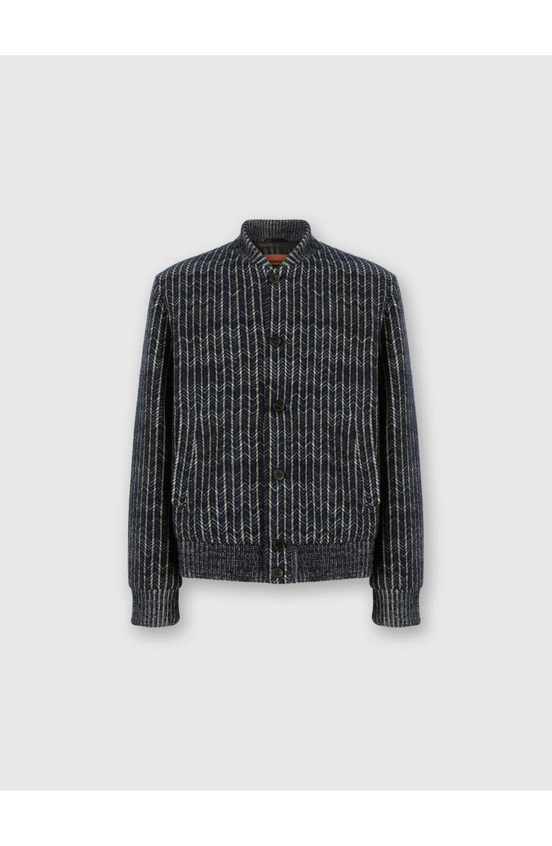 Missoni Zigzag Bomber Jacket, Main, color, Blue & Grey