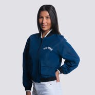 LUSSO Women's Lusso  Navy New York Yankees Paisley Cropped Full-Zip Jacket