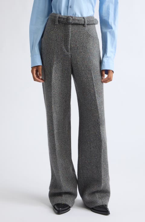 Norman Cashmere & Wool Tweed Herringbone Pants