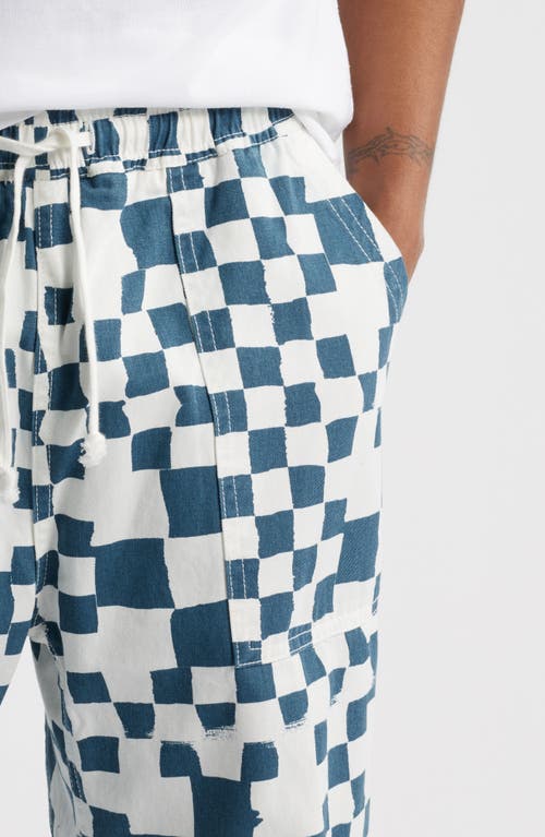 Service Works Chef Check-pattern Drawstring Trousers In Teal Checker