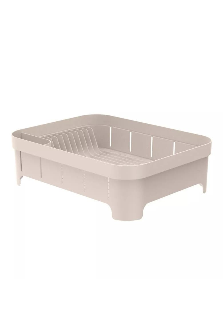 Compact Freestanding Plastic Kitchen Dish Drying Rack, Alternate, color, Beige