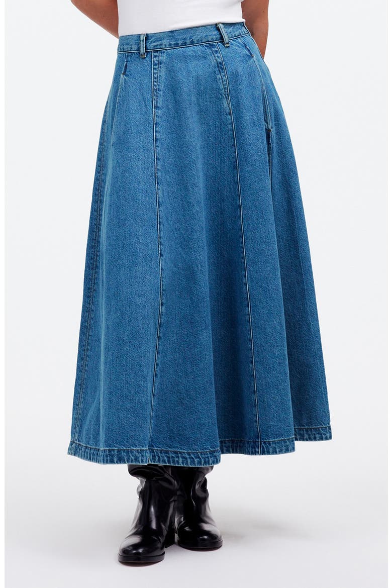 Circle Denim Midi Skirt, Main, color, JAVA WASH