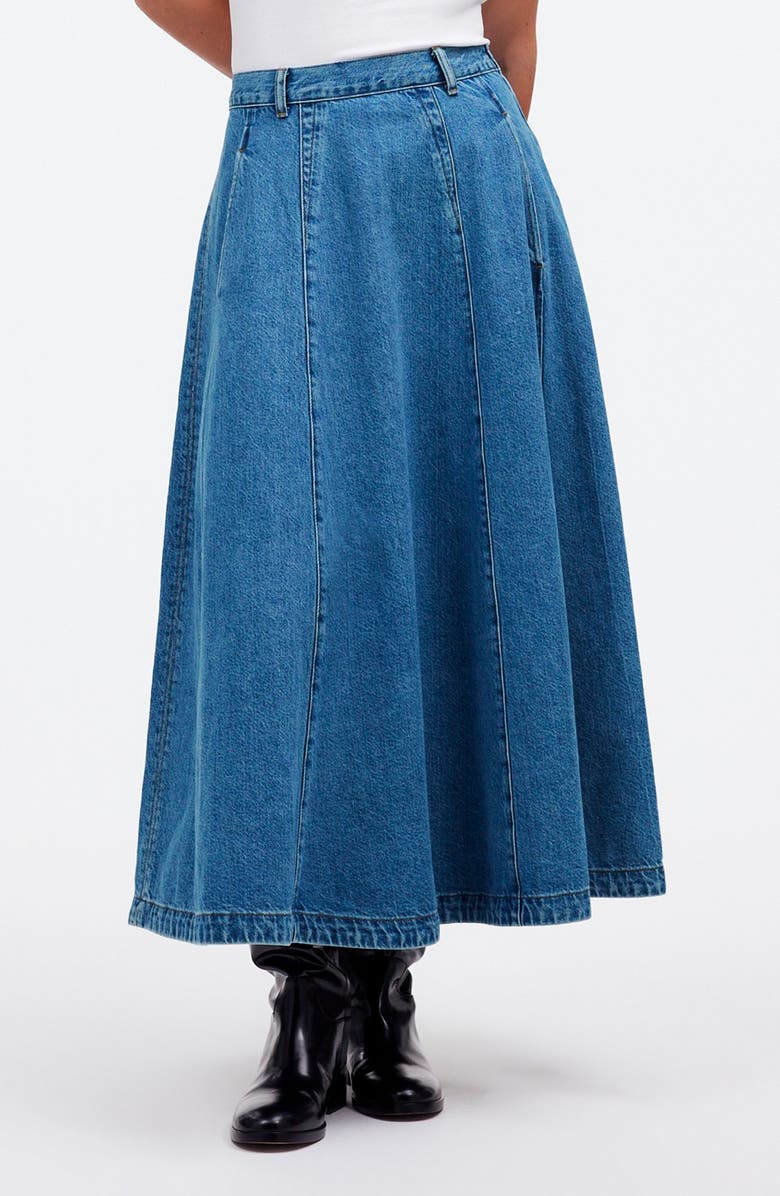 Madewell Circle Denim Midi Skirt, Main, color,