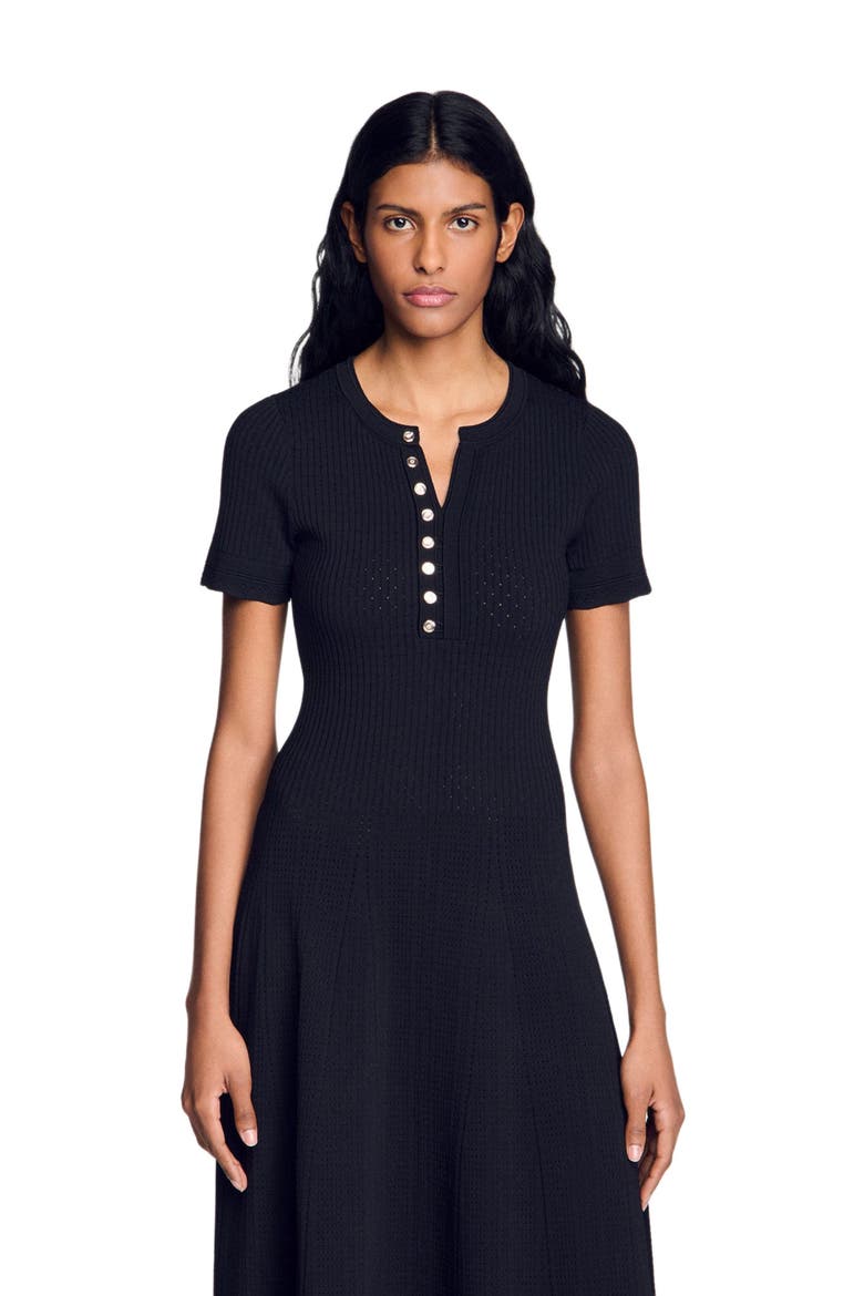 Ribbed knit maxi dress, Alternate, color, Black