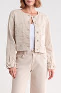 Democracy Barrel Sleeve Denim Moto Jacket