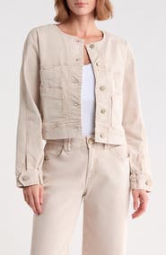 Democracy Barrel Sleeve Denim Moto Jacket