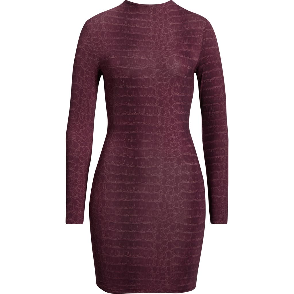Naked Wardrobe Leopard Print Long Sleeve Body-con Minidress In Multi