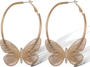 Jessica Simpson Butterfly Hoop Earrings with Clear Crystal