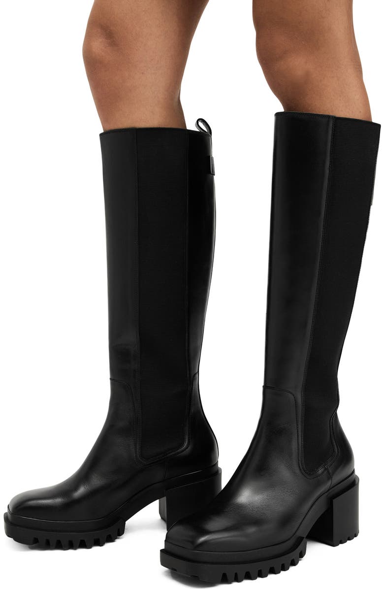 AllSaints Natalia Lug Sole Knee High Boot, Alternate, color,