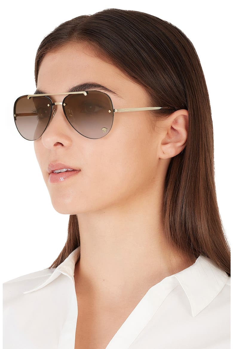 60mm Pilot Sunglasses, Alternate, color, PALE GOLD / BROWN GRADIENT
