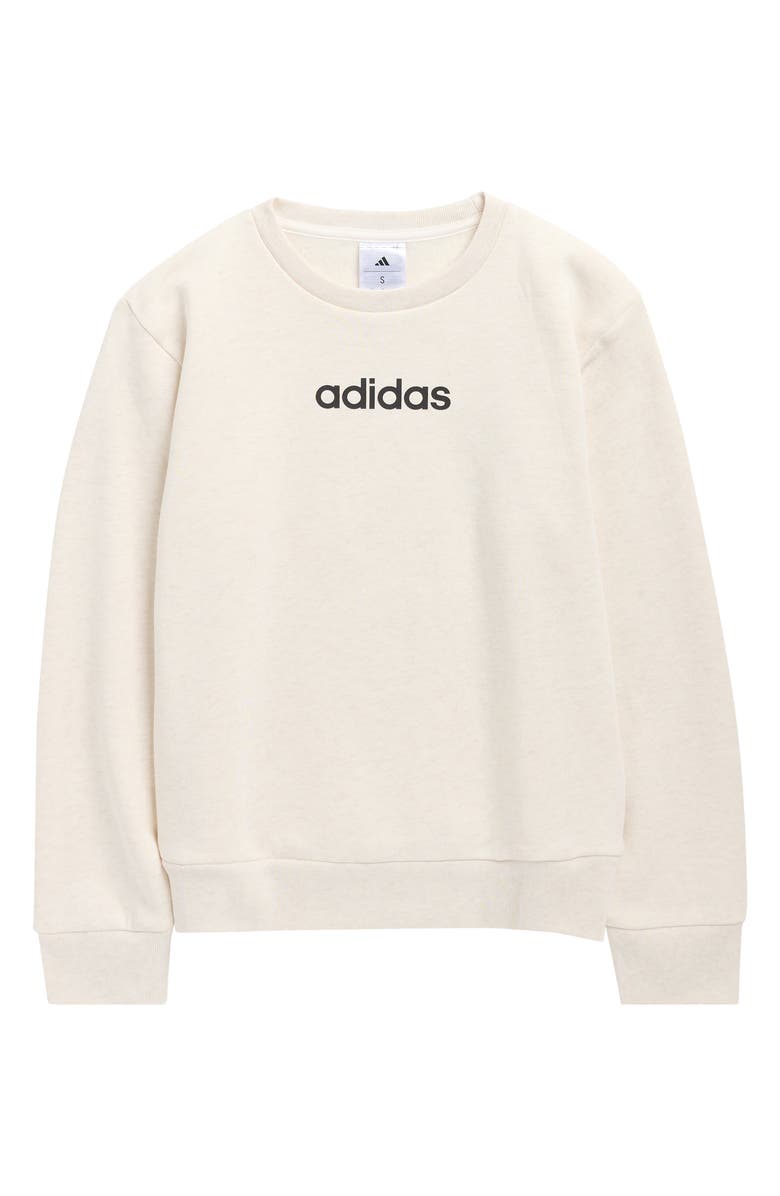 adidas Kids' Logo Fleece Sweatshirt, Main, color, Oatmeal Heather