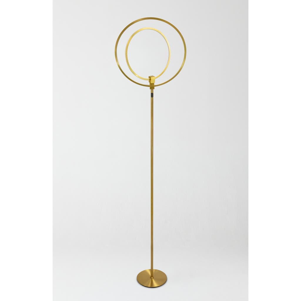Brightech Eclipse 79' Led Industrial Dimmable Floor Lamp With 2 Height Adjustable Orbital Heads In Antique Brass