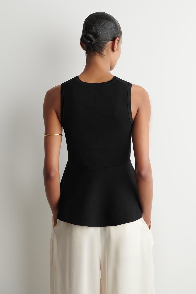 Knitted Peplum Top, Alternate, color, BLACK