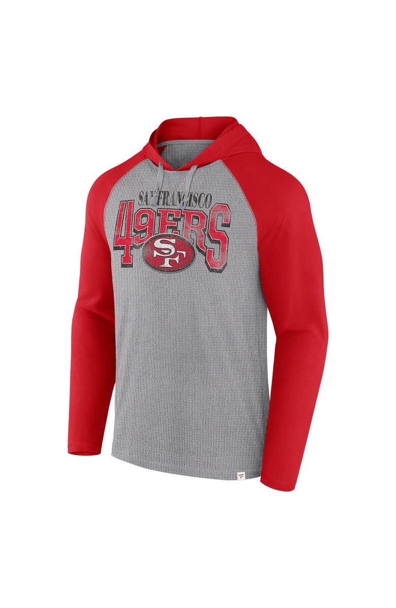 FANATICS Men's Fanatics Gray/Scarlet San Francisco 49ers Under Center Long Sleeve Hoodie T-Shirt, Alternate, color, Gray
