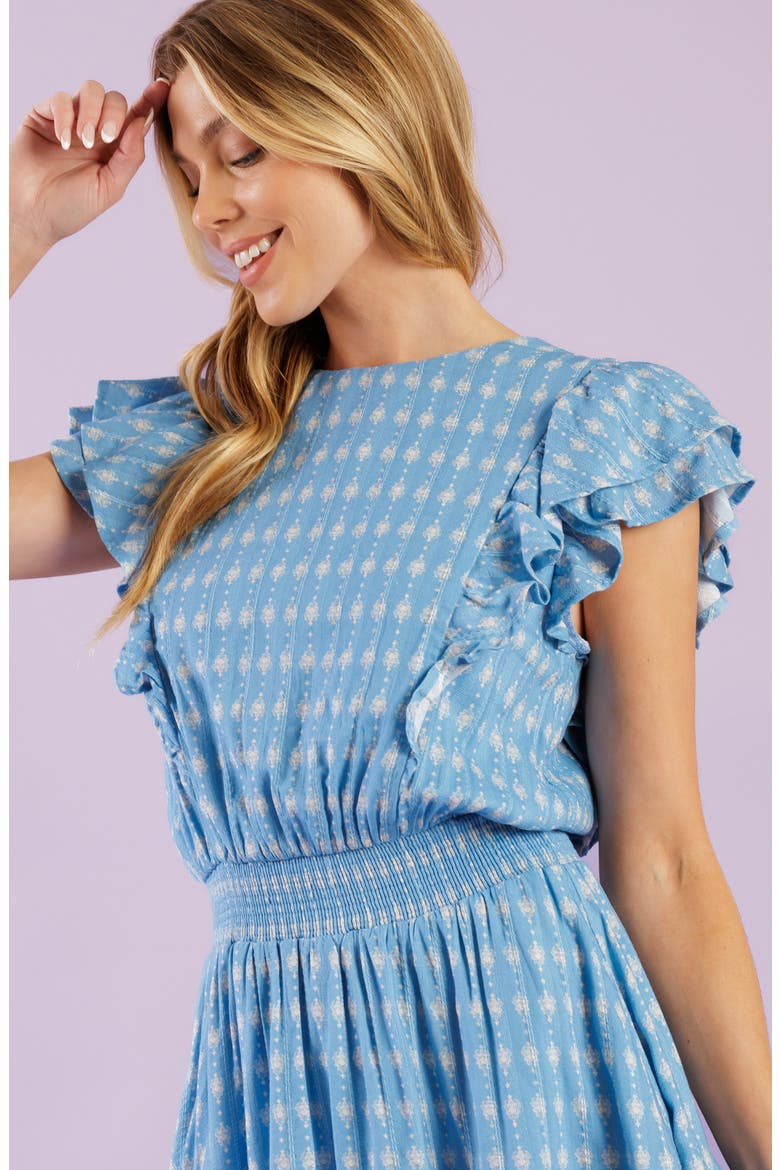 Ruffle Cap Sleeve Textured Minidress, Alternate, color, POWDER BLUE
