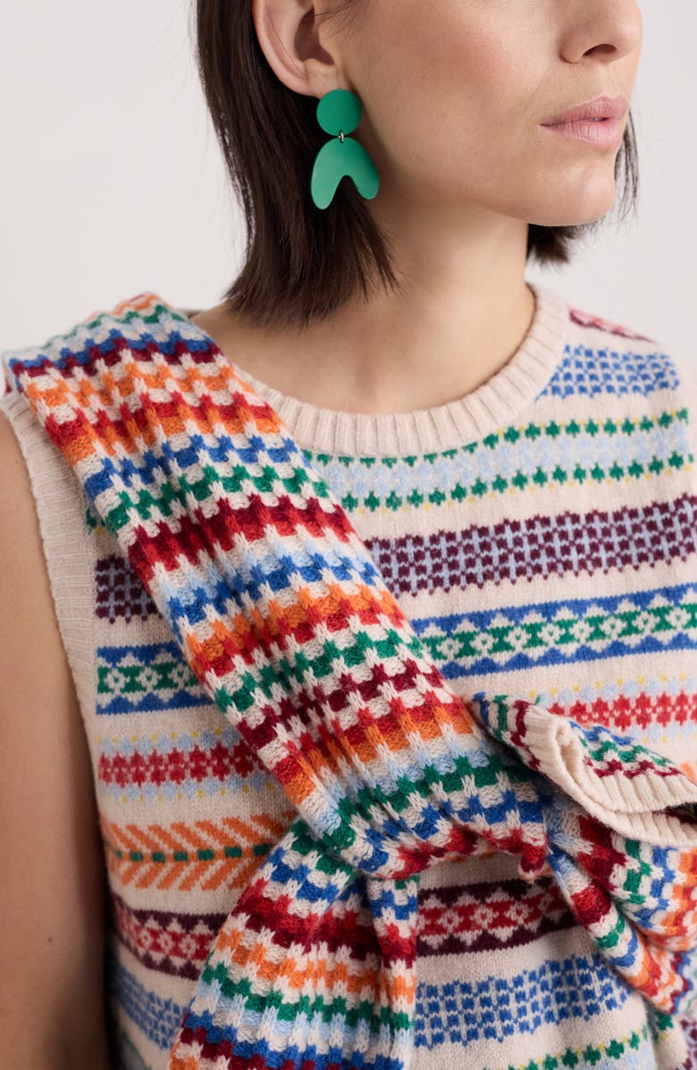 Seasalt Cornwall Percella Cove Fair Isle Merino Wool Blend Sweater Vest, Alternate, color, Knit Abstraction Multi