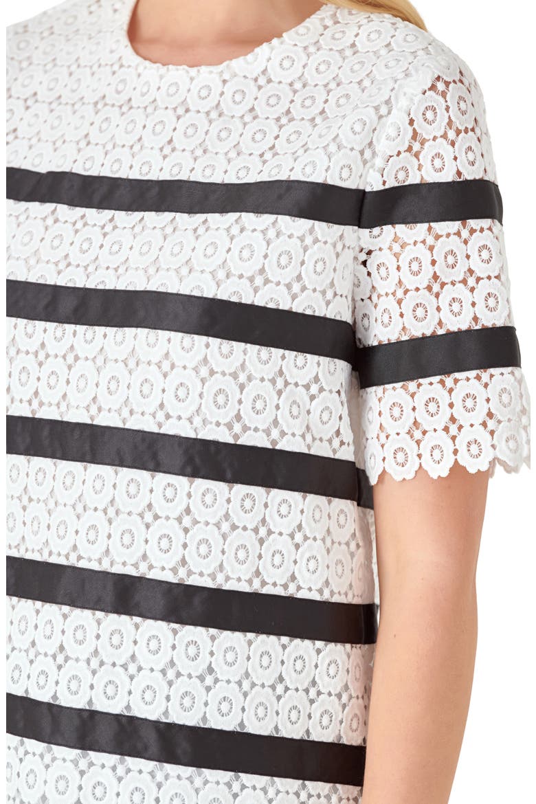 Lace Stripe Top, Alternate, color, WHITE/BLACK