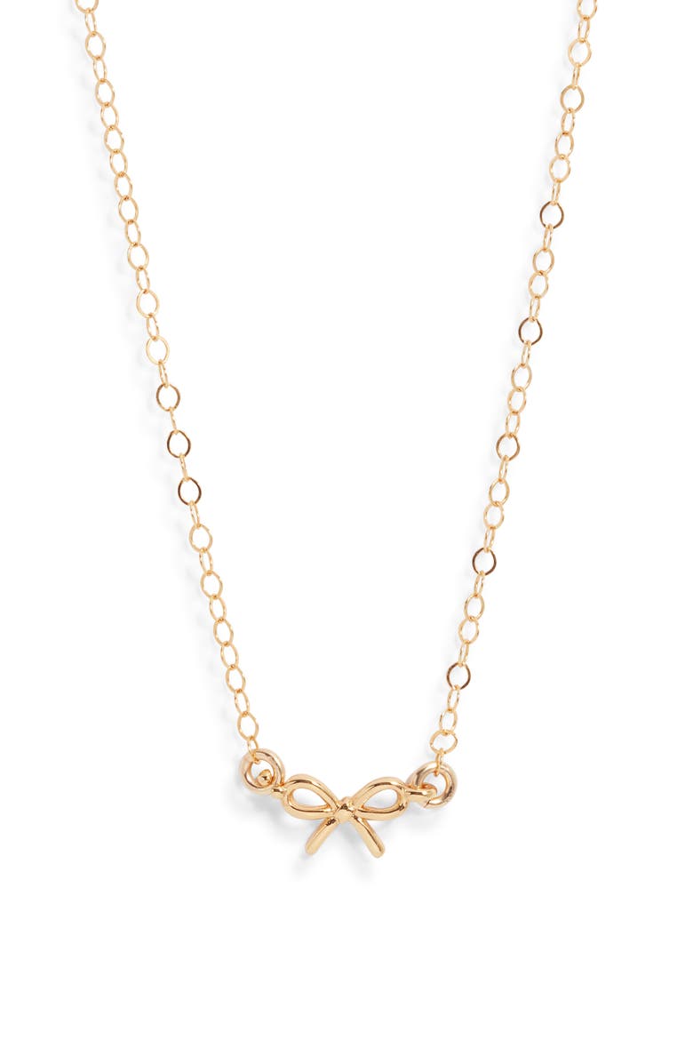 Maggie Bow Pendant Necklace, Main, color, GOLD