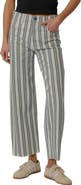 KUT from the Kloth Gwen Stripe Raw Hem High Waist Ankle Wide Leg Jeans