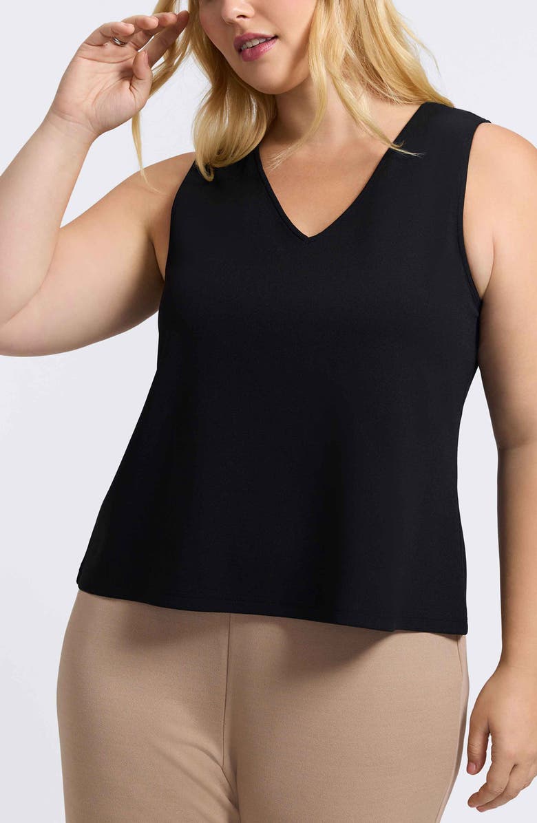 Foxcroft Callie Sleeveless Crepe Knit Top, Main, color, Black