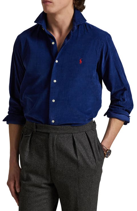 Classic Fit Solid Cotton Corduroy Button-Up Shirt