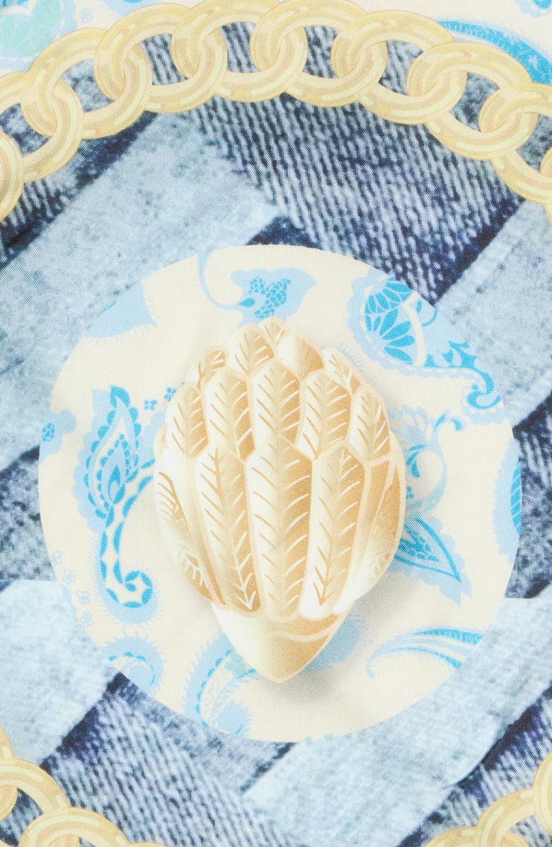 Kurt Geiger London Paisley Denim Silk Square Scarf, Alternate, color, Bone Multi