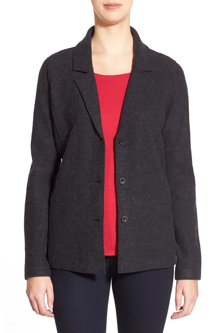 Notch Collar Merino Wool Jacket, Main, color, CHARCOAL