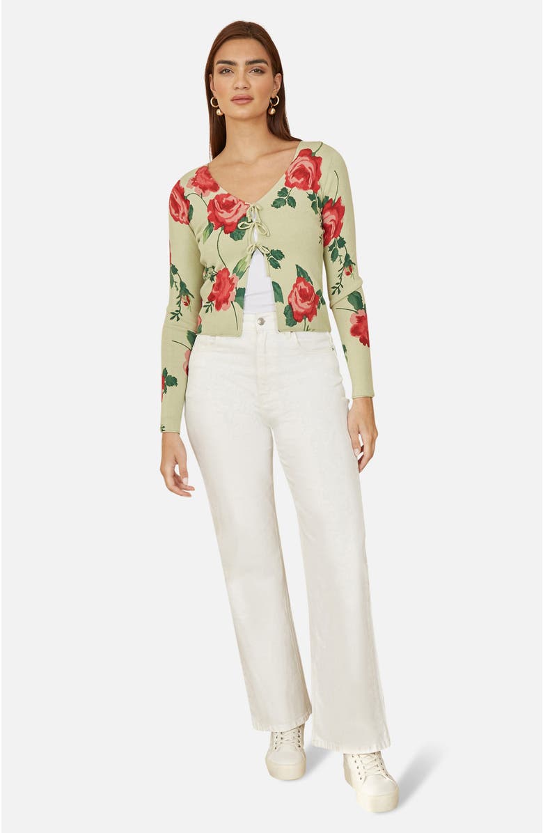 Yumi Long Sleeve V-Neck Tie Front Cardigan, Alternate, color, Green