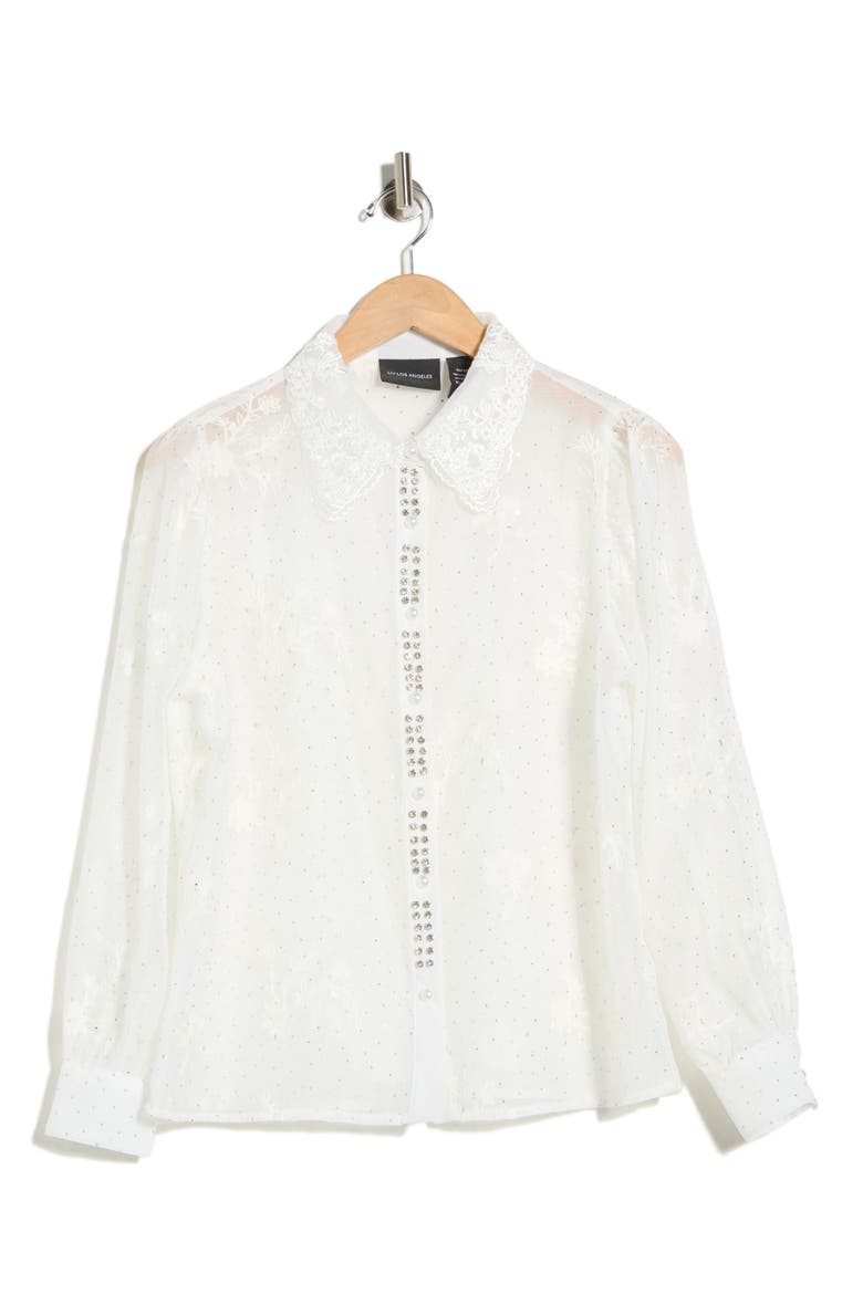 Embroidered Long Sleeve Top, Alternate, color, WHITE