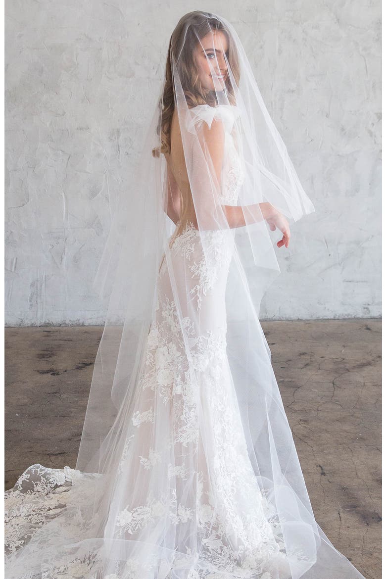 Pacal Double Layer Floor Length Veil (Nordstrom Exclusive), Alternate, color, IVORY
