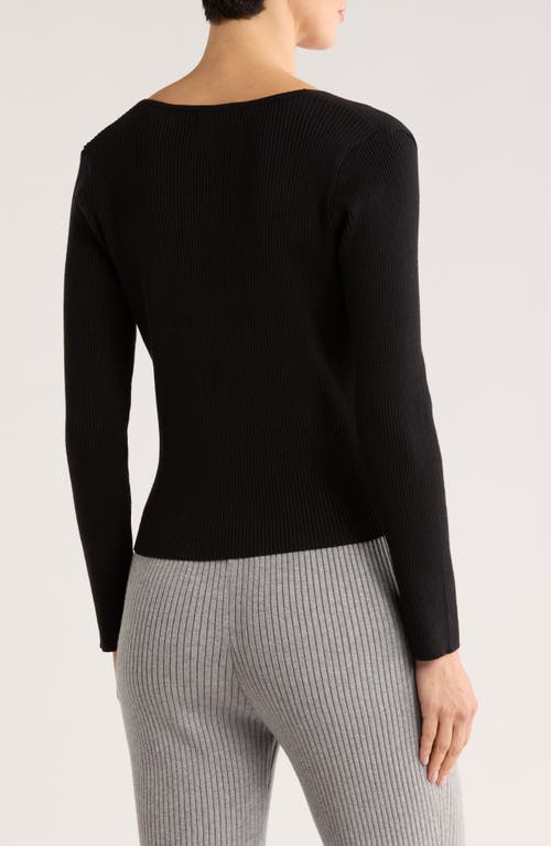 Patrizia Luca Solid Faux Wrap Sweater In Black