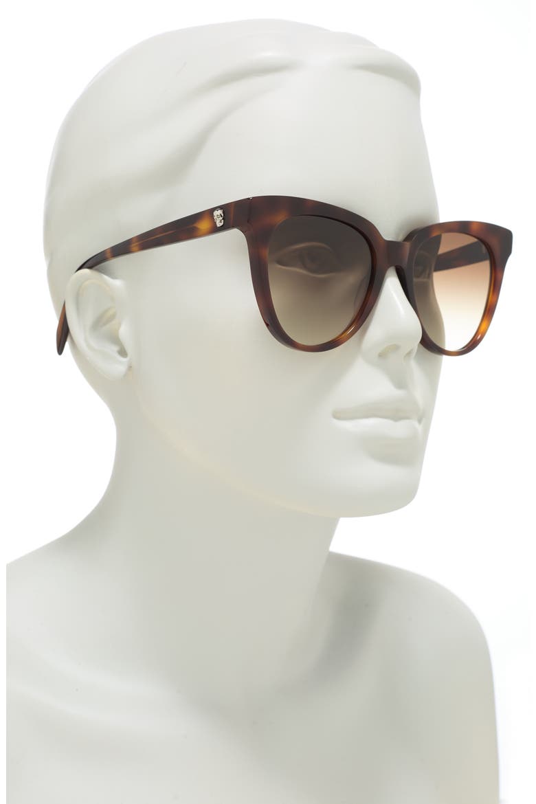 Alexander McQueen 53mm Cat Eye Sunglasses, Alternate, color, HAVANA HAVANA BROWN/GBN