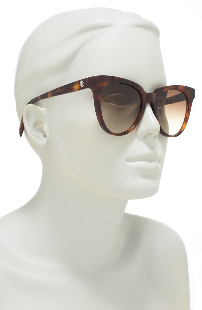 McQueen Alexander McQueen 53mm Cat Eye Sunglasses, Alternate, color, Havana Havana Brown/Gbn
