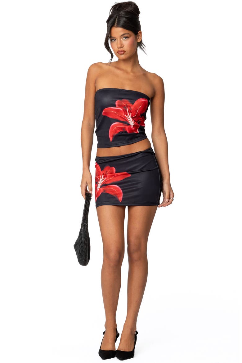 Tiger Blossom Miniskirt, Alternate, color, BLACK