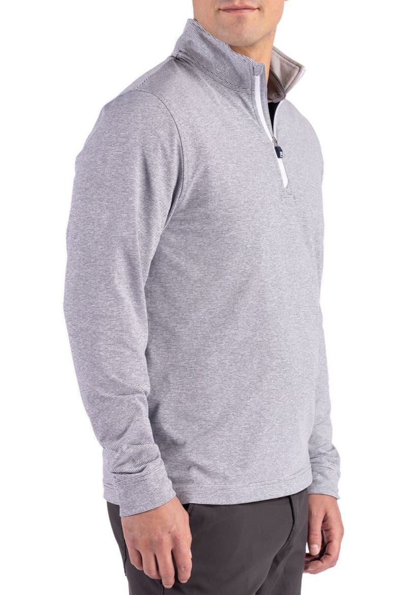Feeder Stripe Performance Quarter Zip Pullover, Alternate, color, POLISHED HEATHER/ WHITE