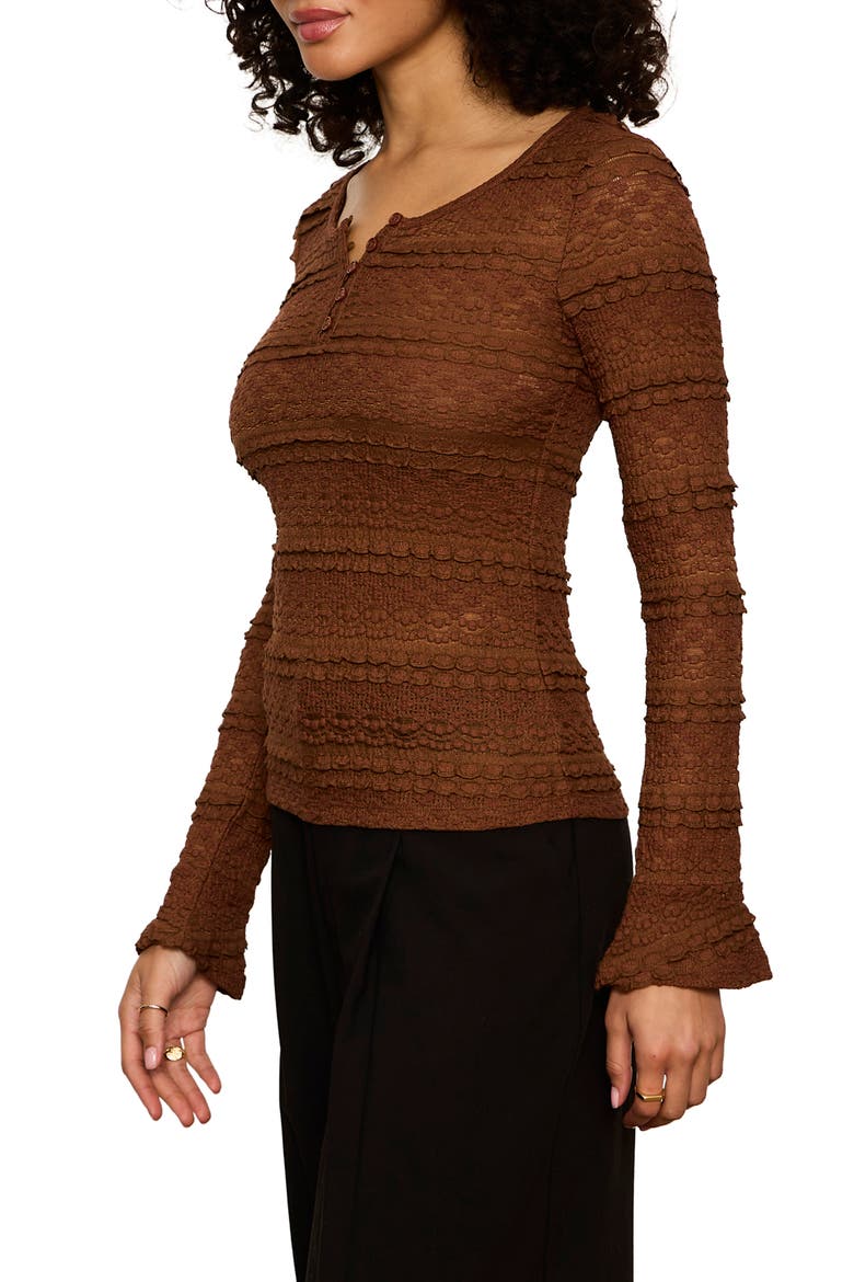 Lovely Lace Henley, Alternate, color, BURNT COCOA BROWN