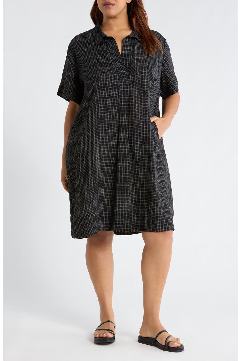 grey linen shift dress Gathered Back Dress