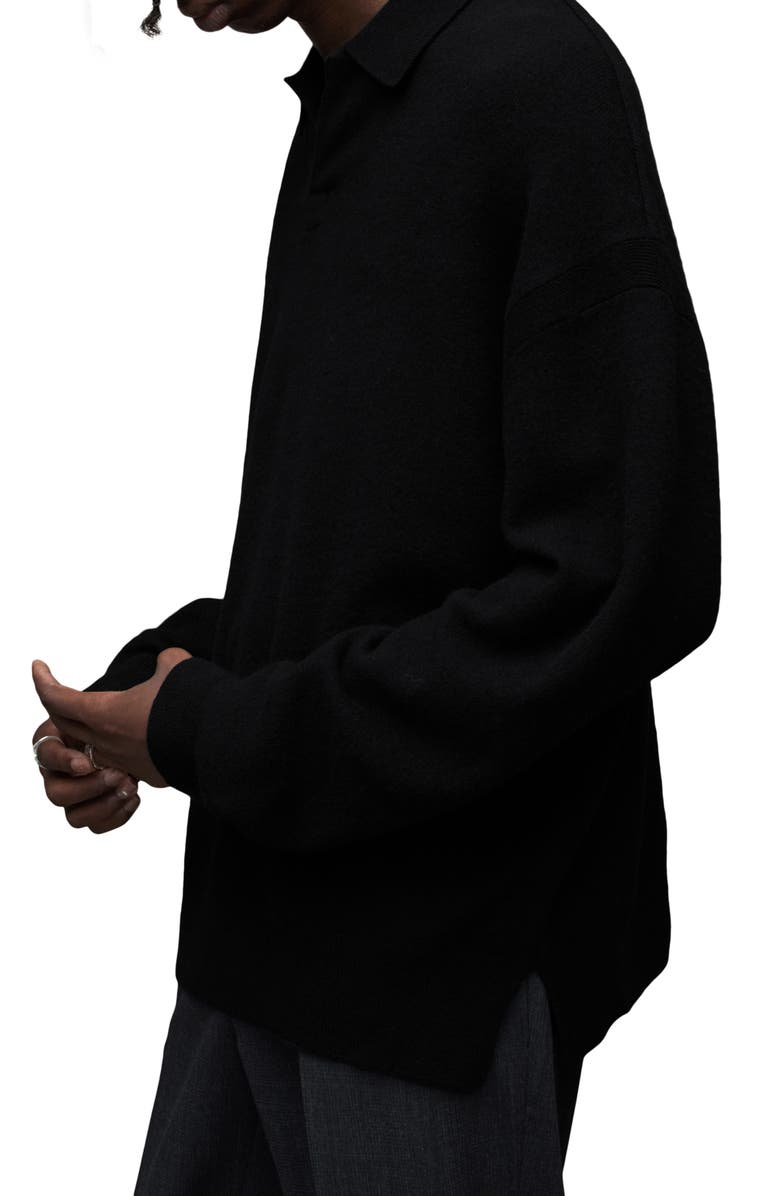 AllSaints Anson Oversize Wool Blend Polo Sweater, Alternate, color, 